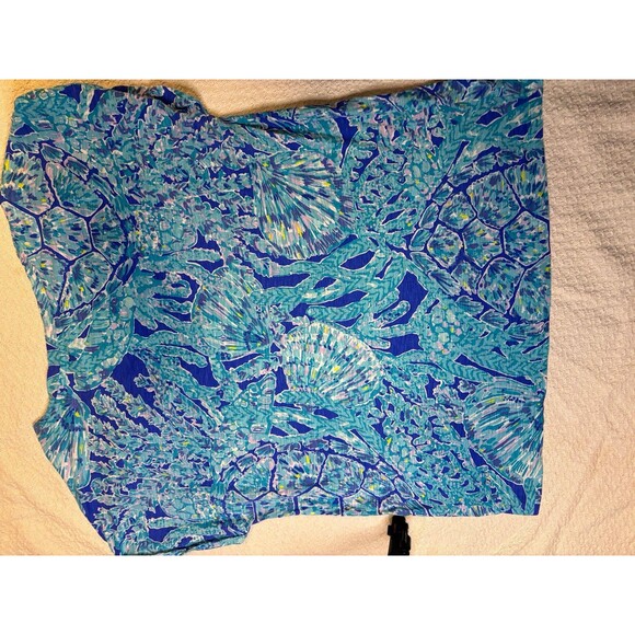 Lilly Pulitzer Daley Tee Tortuga Time Size S Blue ocean turtle shirt summer t - Picture 3 of 7